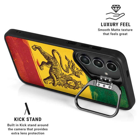 The Lion of Judah Rasta Flag Galaxy S25 Kickstand Case